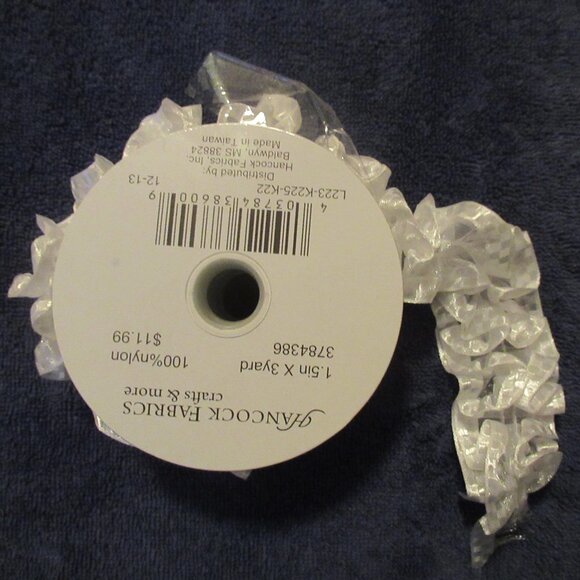 HANCOCK 2-layer gathered ribbon white 3yds - Picture 1 of 4